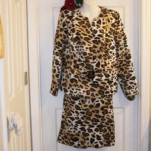 DANILLO Woman 14W 2Pc Leopard Print Skirt Set NWT Skirt & Jacket MSRP $220.00
